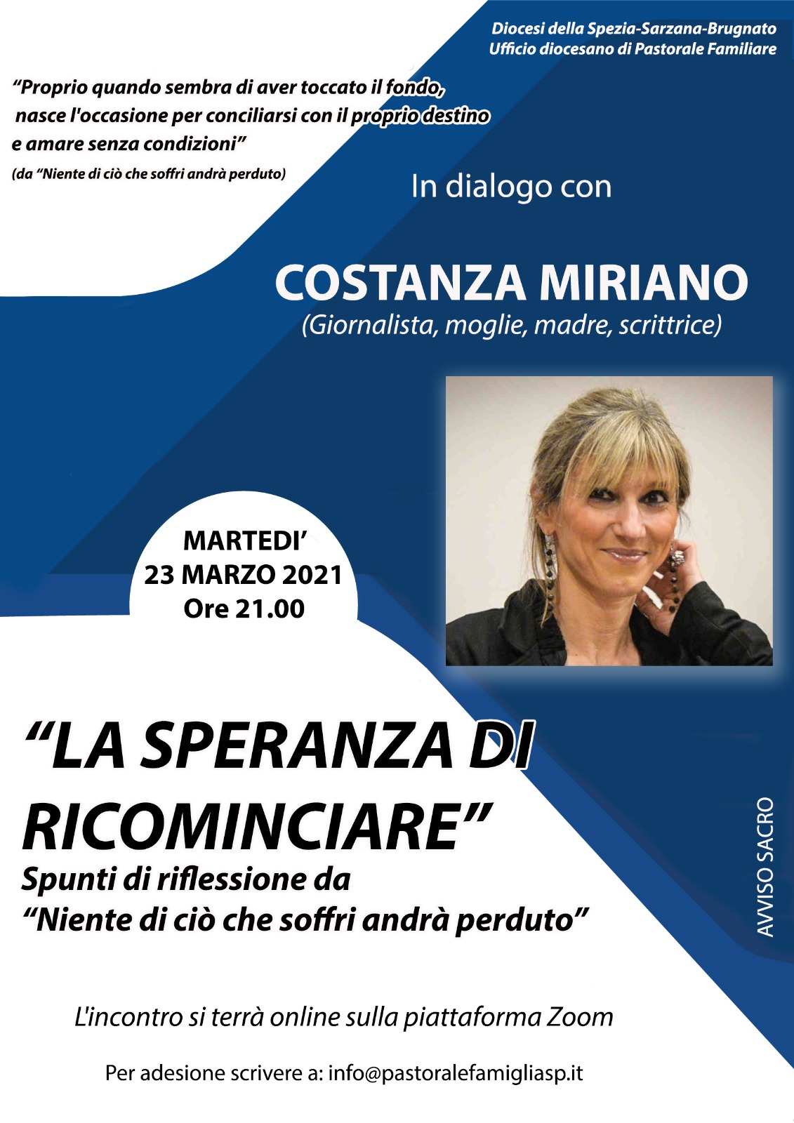 "La speranza di ricominciare" incontro con Costanza Miriano